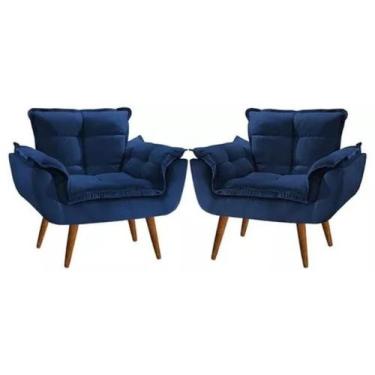 Imagem de 2 Poltronas Opala Decorativa Reforçada Recepção Suede - JMDECOR, azul 