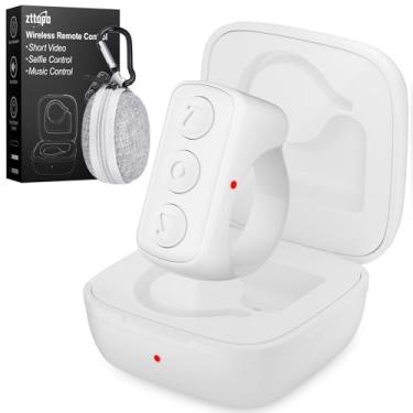 Imagem de Zttopo Anel de rolagem TikTok, controle remoto Bluetooth TIK Tok, virador de página para aplicativo Kindle com estojo de transporte, clique de foto de câmera para iPhone, iPad, iOS, Android - branco