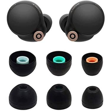 Imagem de ALXCD Pontas auriculares compatíveis com fones de ouvido Sony WF-1000XM4, P/M/G, 3 pares de pontas auriculares de silicone macio, compatível com Sony WF-1000XM4, pontas de silicone XM4, 3 pares, SML, pretas
