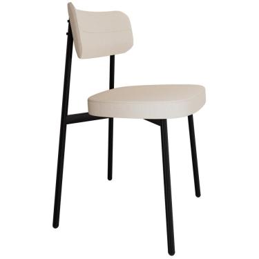 Imagem de Cadeira Estofada Para Sala De Jantar Astrid Preto C01 Linho Palha - Lyam Decor