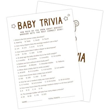 Imagem de ZEDEV 30 PCS Cute Bear Baby Trivia Baby Shower Game with 1 Answer Card for Boy Girl, Trivia Game Activity Gender Neutral Shower Party Games Supplies & Decor-C03