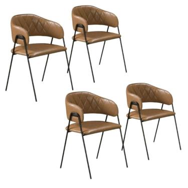 Imagem de Conjunto Sala De Jnatar 4 Cadeiras Veneza Couro Sintético Caramelo