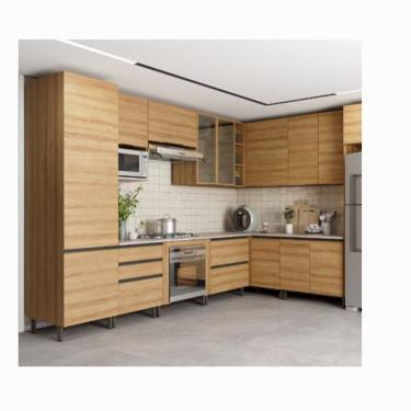 Imagem de Cozinha Bartira Cristal Com 15 Portas 3 Gavetas 13 Pratele Lâmina Mel