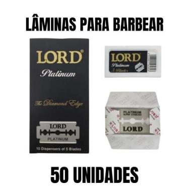 Imagem de 50 Lâminas Para Barbear Lord Diamond Black Profissional Alta Qualidade