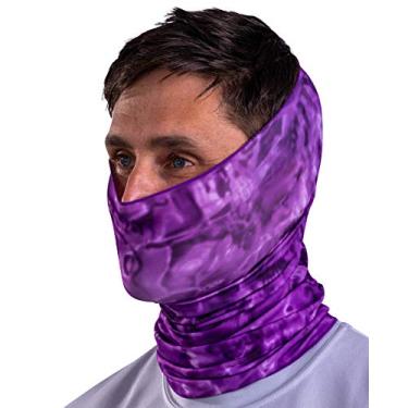Imagem de Polainas de Pesca com Design Aqua para Homens e Jovens: FPS 50+ Proteção de Máscara Solar: Camuflagem Meia Face Bandana Balaclava: Roxo Líquido: Tamanho Pequeno