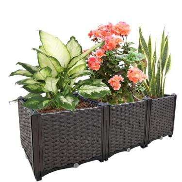 Imagem de TDDSS Canteiro de jardim elevado para plantas ao ar livre Vasos de plantas aprofundados caixa de plantação de jardim elevado pátio varanda deck para plantar flores e vegetais