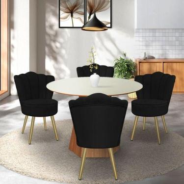 Imagem de Kit 4 Cadeiras De Jantar Pétala Com Pés Em Aço Dourado - Bz Home Decor