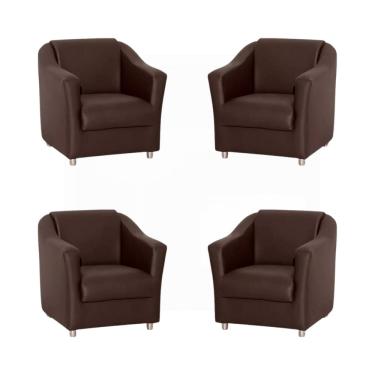 Imagem de Kit 4 Poltronas Bia Decorativa Reforçada Recepção Clinica Salão Sala De Estar Courino