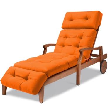 Imagem de Almofada de espreguiçadeira longa à prova d'água, almofadas para espreguiçadeiras ao ar livre, com laços, poltrona reclinável de pátio, almofadas espessas para ambientes internos 74,4 x 22 x 4,7