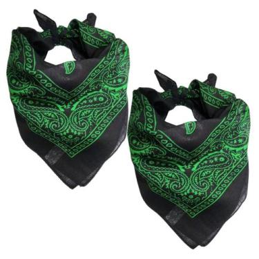 Imagem de Bandana Colorida Varias Cores Lenço Moda - ROSA PURP, Verde escuro