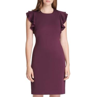 Imagem de Tommy Hilfiger Vestido feminino plus size com manga esvoaçante, Berinjela, 36