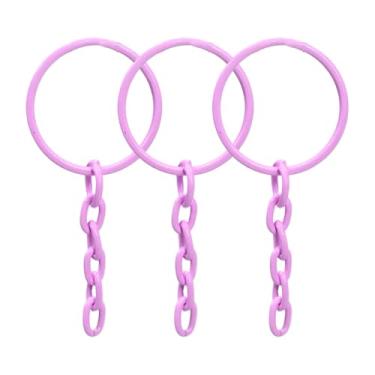 Imagem de Kit Argolas Para Chaveiro 23mm Ring Anéis Banho De Níquel Com Corrente 5 Elos 100 Unidades (Rosa bebe)