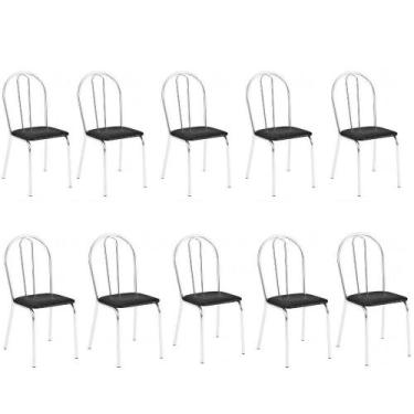 Imagem de Kit 10 Cadeiras Lisboa Cromada Para Cozinha Ou área Gourmet-assento Si