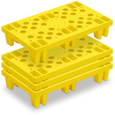 Imagem de Singhoow 4 peças de paletes de plástico à prova de umidade aninháveis 19,6 x 11,8 x 3,9 polegadas Palete de piso leve com grade respirável para supermercado, restaurante, loja, armazém, armazenamento