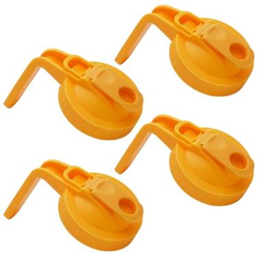 Imagem de 4 peças de frasco de vidro de boca larga para despejar tampa de bico com alça, transforma seu pote de vidro em jarra, tampas flip duráveis sem BPA, fácil de limpar, ajuste para potes de conserva