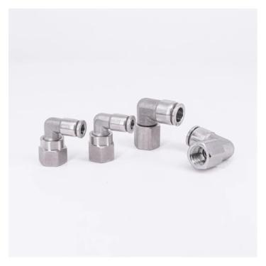 Imagem de 1 peça 1/20.3 cm 1/10.2 cm 3/20.3 cm 1/5.1 cm fêmea x 4-16 mm cotovelo pneumático 304 aço inoxidável push in conector rápido liberação ar encaixe caseiro (8 mm, 1/5.1 cm)