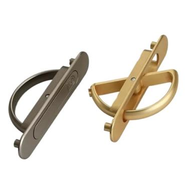 Imagem de CXYFQUUK Puxadores ocultos de liga de zinco para armário de piso embutido puxadores giratórios areia prata móveis ferragens 2 peças (cobre escovado)