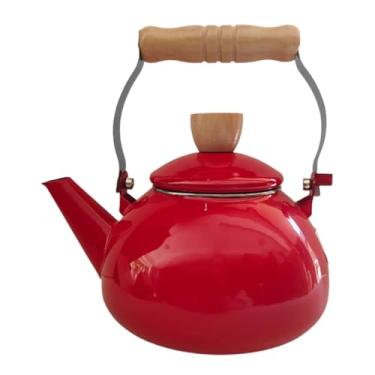 Imagem de wang hao shop Chaleira de chá, whistlistovetop, 1,5 L, água quente, esmaltada, rápida para ferver, chaleira de água de fundo plano, chaleira esmaltada para gás, indução