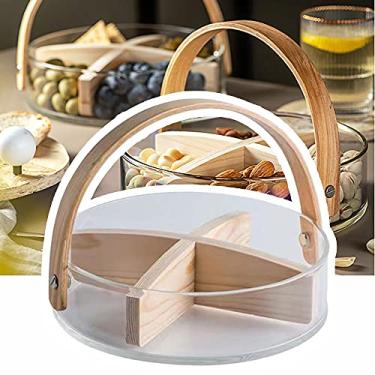 Imagem de Cesta de frutas de vidro portátil criativa, balde de gelo de cerveja para bar doméstico, cesta de flores personalizada, caixa de armazenamento, decoração de cabo de madeira de bambu, variedade de