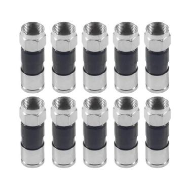 Imagem de Conectores De Compressão RG6 Preto E Azul 10pcs Tipo F Conexão Coaxial