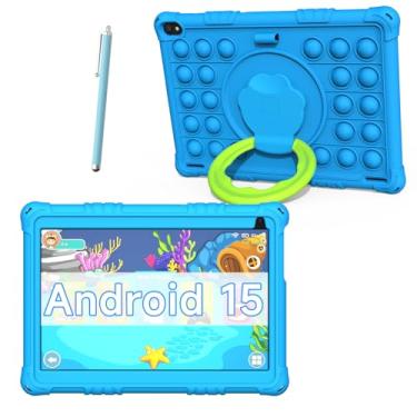 Imagem de Tablet infantil Android 15, tablets de 10 polegadas para crianças, 8 GB de RAM, 32 GB de ROM, expansão de 1 TB, tablet infantil com controle parental, tela IPS, câmera dupla, educacional, jogos, capa