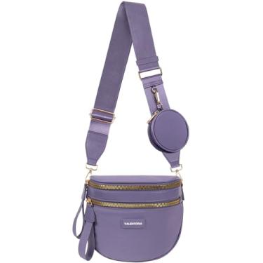 Imagem de Bolsas transversais de nylon para mulheres, bolsas de bumbum espaçosas para mulheres, pochete grande transversal para homens com carteiras removíveis bolsa de cinto, Roxo nublado, Moderna