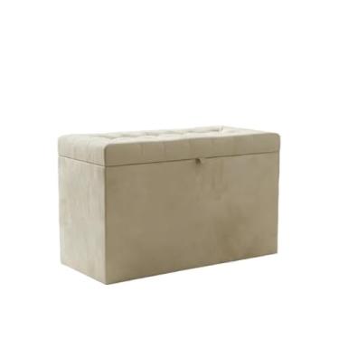 Imagem de Puff Baú Decorativo Estofado C/pistão á gás 68 cm 100% MDF(CREME,Pés em PVC)