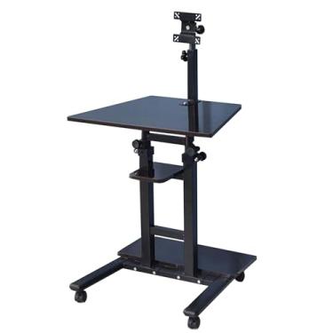 Imagem de HGTRH Mesa do computador, mesa auxiliar cama secretária elevável mesa de cabeceira ajuste de altura 71 - 110 cm com roda de travão suporte inclinável giratório de 360 ° capacidade de carga 10 kg B