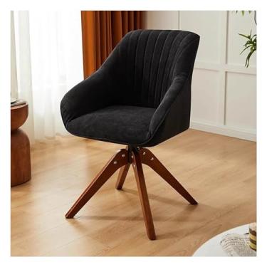 Imagem de HGTRH Cadeira de mesa giratória, moderna de meados do século, com detalhes de fibra de algodão com pernas de madeira B, 1 peça