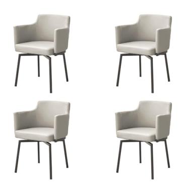 Imagem de HGTRH Conjunto de 1 2 4 e 6 cadeiras de jantar, estilo moderno de meados do século, cadeira de cozinha giratória, à prova d'água, couro sintético, cadeiras para sala de jantar com design mais largo e