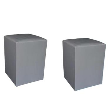 Imagem de Kit 2 Puffs Decorativos Quadrados em Suede – Puff Banqueta Estofado Moderno para Sala e Quarto(CINZA)