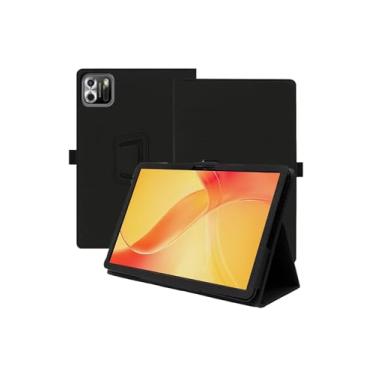 Imagem de Capa para tablet PRITOM B8/PRITOM L8/VASOUN Tab8 de 8 polegadas, capa fólio de couro premium com alça de mão para tablet, preta.