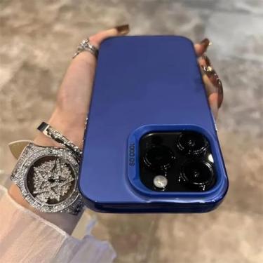 Imagem de HTVJFX Capa luxuosa fosca com revestimento a laser para iPhone 11 Pro, capa protetora à prova de choque (para iPhone 11 Pro/azul escuro)