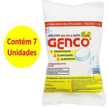 Imagem de Kit 7 Pastilha de Cloro Genco 200gr 3 em 1 Múltipla ação