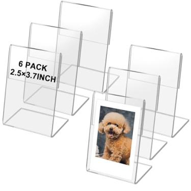 Imagem de HAPY SHOP Pacote com 6 porta-retratos tamanho carteira, porta-retratos de acrílico de 6 x 9 cm, mini molduras para fotos de 7,6 cm/3,5 pol