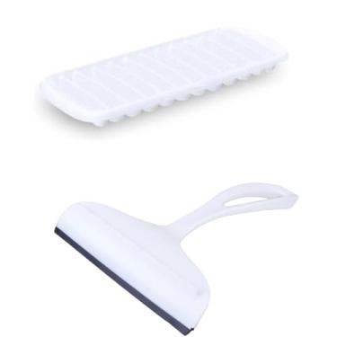 Imagem de Conjunto de 1 Rodo Plástico Multiuso Branco com Raspador 18cm + 1 Forma de Gelo em Cubos Plástica