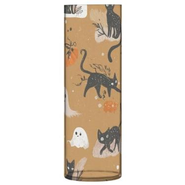 Imagem de JUZIHAI Vaso de Halloween Cats Boo para flores 9,9 cm x 30 cm Cilindro de plástico moderno vaso de flores para centro de mesa de casamento decoração de casa