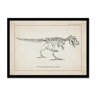 Imagem de Arte de parede de esqueleto de dinossauro vintage, paleontologia, pôsteres em tela, fósseis de dinossauro, impressões artísticas, esboços, fotos, decoração de quarto de menino (SKU1,8 x 30,5 cm = (20
