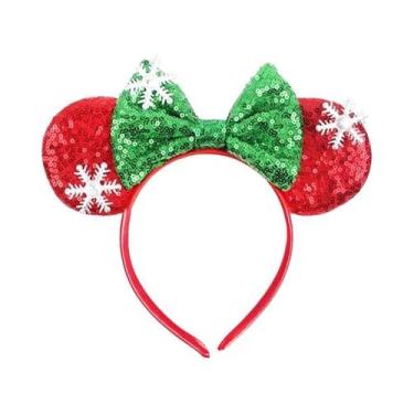Imagem de Tiara De Natal Mickey Mouse Com Orelhas De Flor De Neve, Acessórios De