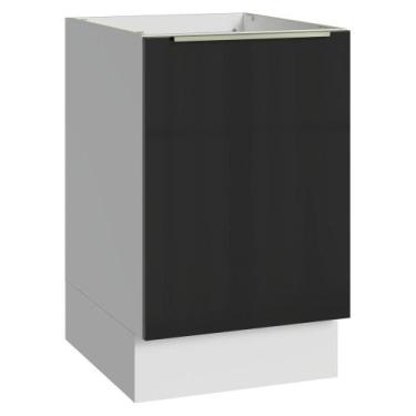 Imagem de Balcão de Cozinha 50cm 1 Porta (Sem Tampo) Branco/Preto Lux Madesa, Br