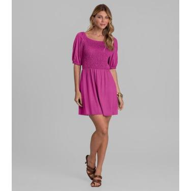 Imagem de Vestido Curto Feminino em Visco Maquinetada Dianna Rosa, M, Rosa