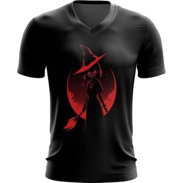 Imagem de Camiseta Gola V Bruxa Halloween Vermelha 9 - Kasubeck Store, Baby Look