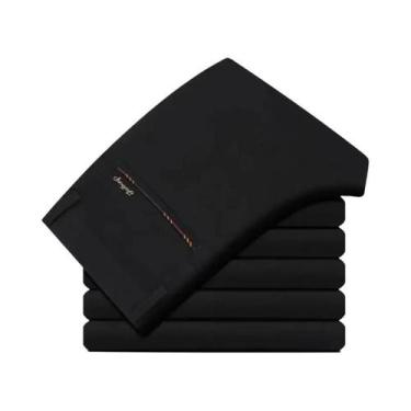 Imagem de Calças De Terno Masculinas Slim Fit Pretas, Elásticas E Que Não Amassa