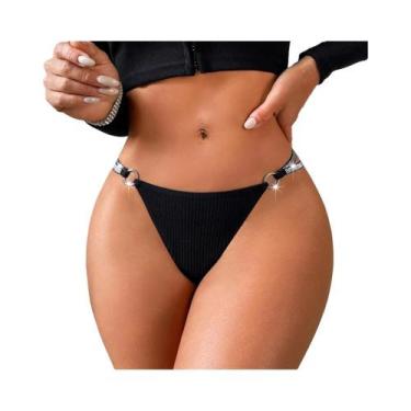 Imagem de Tanga Sexy De Cetim Prata Com Cintura Baixa, Lingerie Respirável Para 