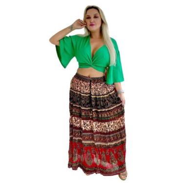Imagem de Saia Maia Longa Indiana - Cod. 0401 - Aleci Fashion, Unico, Vermelho e