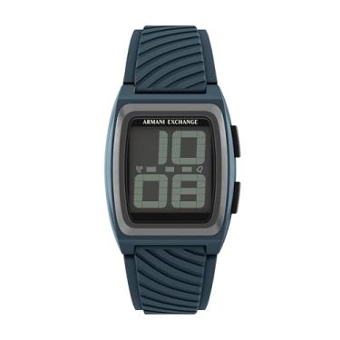 Imagem de Armani Exchange Relógio masculino digital de silicone azul A|X (modelo: AX2970)