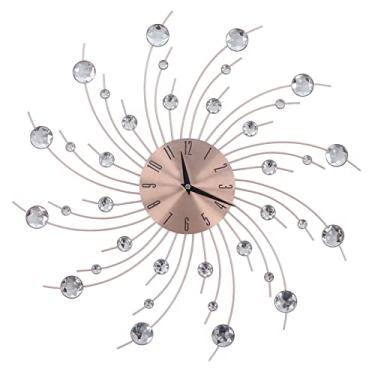 Imagem de Relógio de parede grande, relógio de parede de 19,3 polegadas Relógios de parede grandes e silenciosos Relógio redondo de prata Decorativo de parede Dial sem moldura Bling Relógios de parede decoração