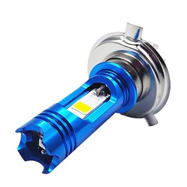 Imagem de Ruiandsion Lâmpada de farol de motocicleta H4, 9003 HS1 HB2 P43t 9-85V 6000K branco + azul 2835 COB chips Hi-/Lo Beam Lâmpada LED para farol de motocicleta