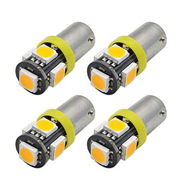 Imagem de Ruiandsion 4 lâmpadas de LED BAY9S 24 V amarelas 5050 5SMD luzes de placa de identificação LED luzes interiores para leitura
