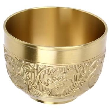 Imagem de Xícara de café, Padrão Gravado Em Latão Durável Portátil Com Pires de chá (Sem orelha)